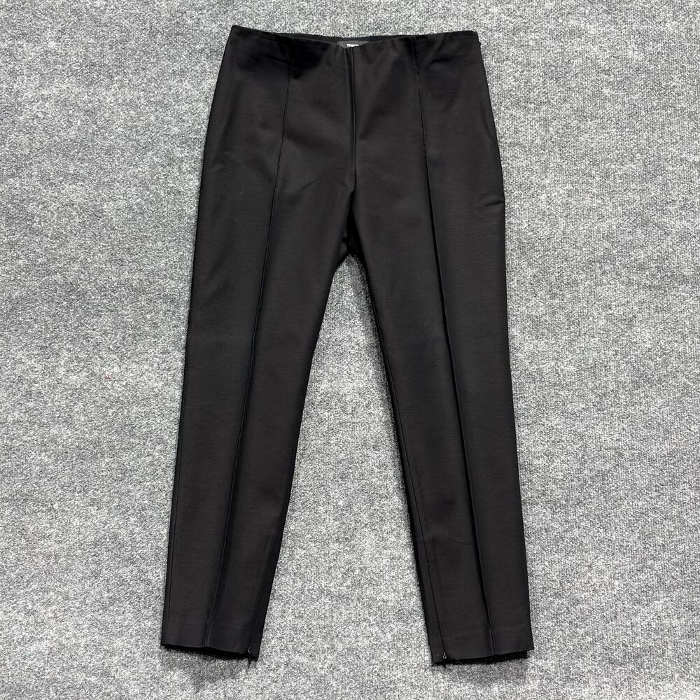 Theory Pants Womens 8 Black Skinny Legging C Double Stretch Ankle Zip Mid Rise